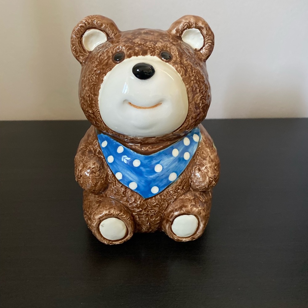 ⚡️SALE Vintage Otagiri 1983 Hand Painted Ceramic Teddy Bear Coin Bank